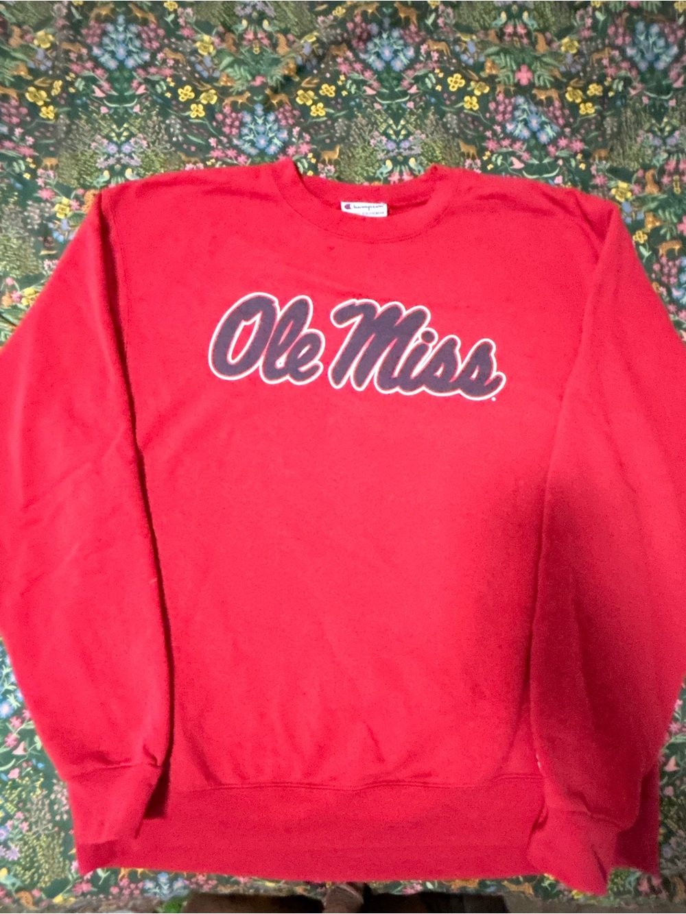 90’s Vintage Champion NCAA Ole Miss Mens Sweatshirt Size Large Red